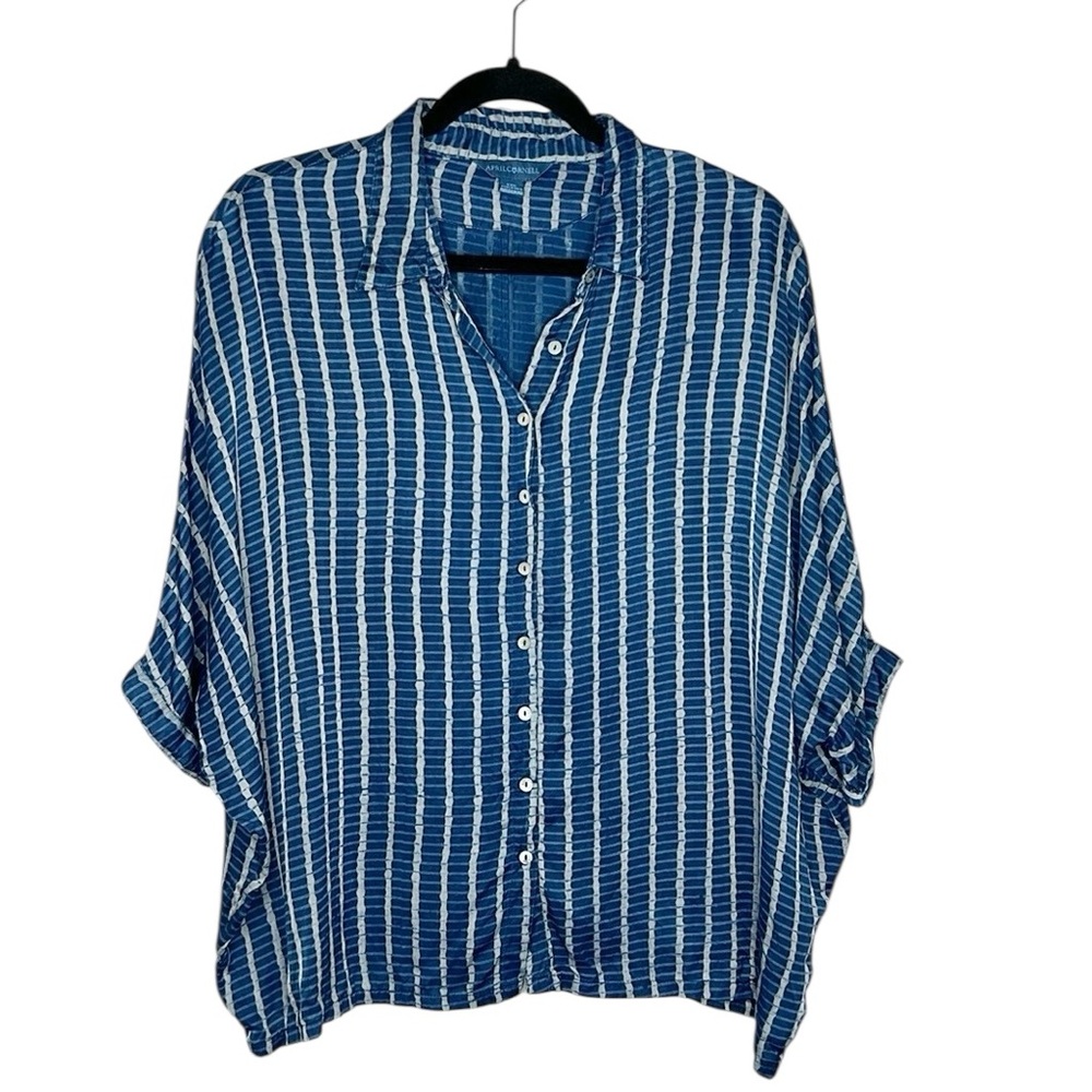 April Cornell Ossu Blouse in blue size XXS